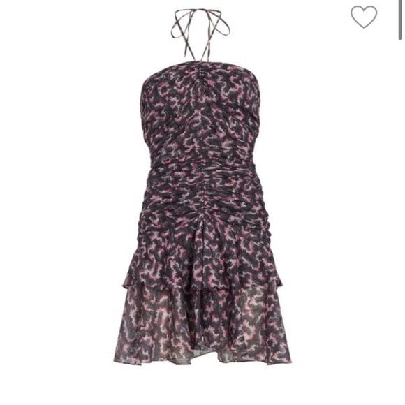 Isabel Marant Étoile Ilanka Printed Ruched Halter Minidress Size Euro 42 US 10 - Picture 5 of 9